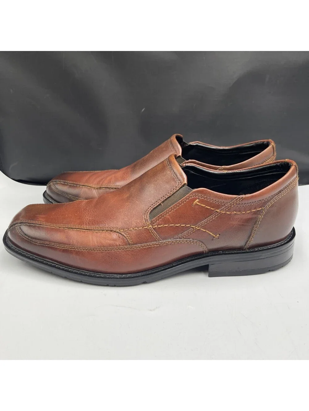 Nunn Bush Mens Brown Leather Slip On Loafers Comfort Gel Dress Shoes Size 10.5M